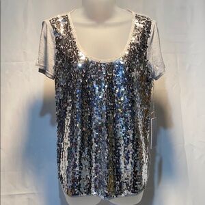 Jennifer Lopez Sequin Short Sleeve Shirt